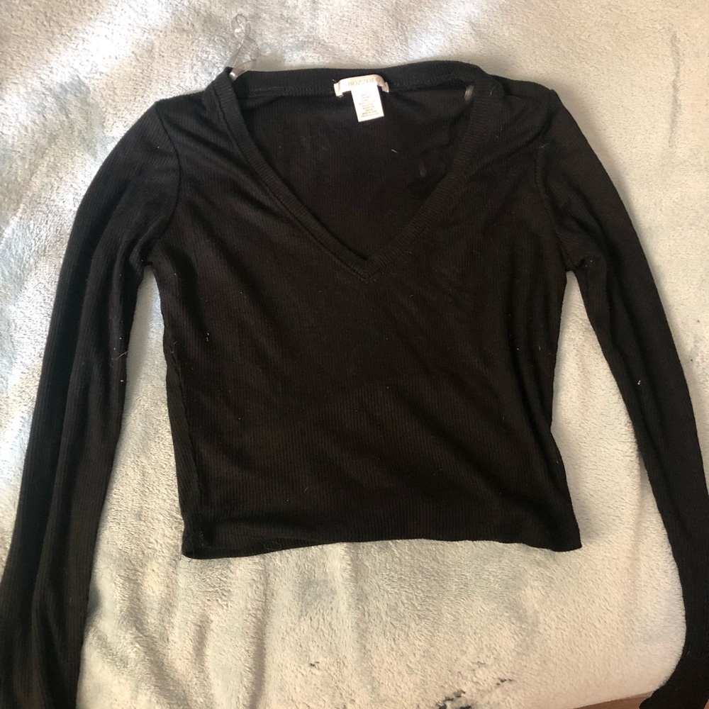 Black V Neck Crop Top